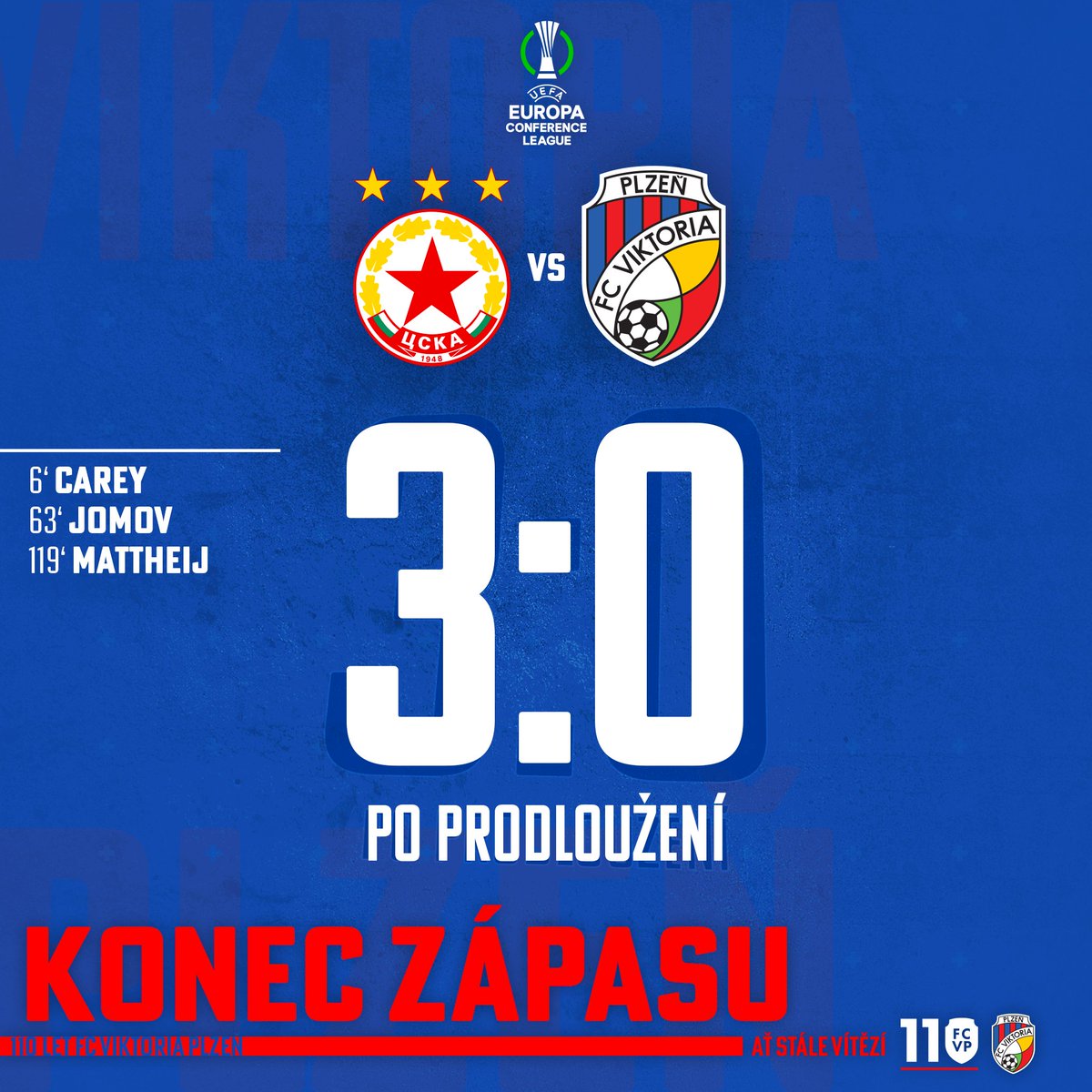 fcviktorkaplzen's tweet photo. Konec zápasu.

#fcvp #UECL #CSKAPLZ https://t.co/0Mpt19csni