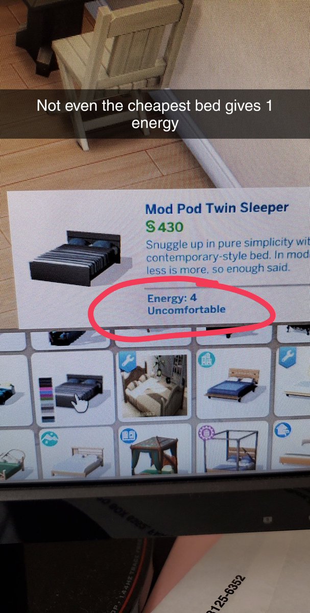 moondragonness's tweet photo. The bed in @TheSims #IndustrialLoftKit is unfinished! It only gives 1 energy, when the cheapest double bed gives 4. Similarly price beds give 5 and stress and discomfort relief 😒 https://t.co/1bQ8JvfthJ