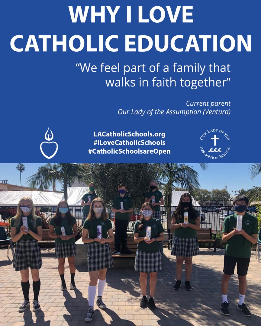 CatholicEdLA's tweet image. “We feel part of a family that walks in faith together” 

- Current parent
Our Lady of the Assumption (Ventura) 

Why do you love Catholic education? 
 
@oladolphins 

#ILoveCatholicSchools
#CatholicSchoolsareOpen