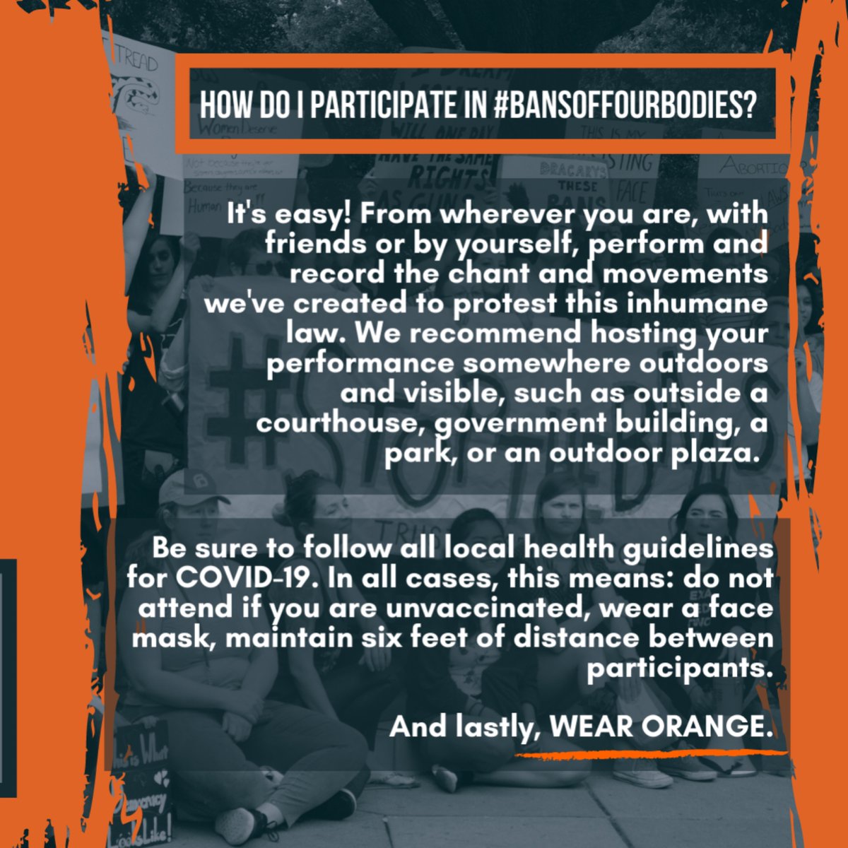 Want to know how you can show up for Texans bracing for #SB8 to go into effect? We’ll be protesting in the streets &amp; in our homes. We’ll be out in our communities and sharing our protests virtually. Learn how you can join in &amp; support #BansOffOurBodies at bit.ly/bansoff