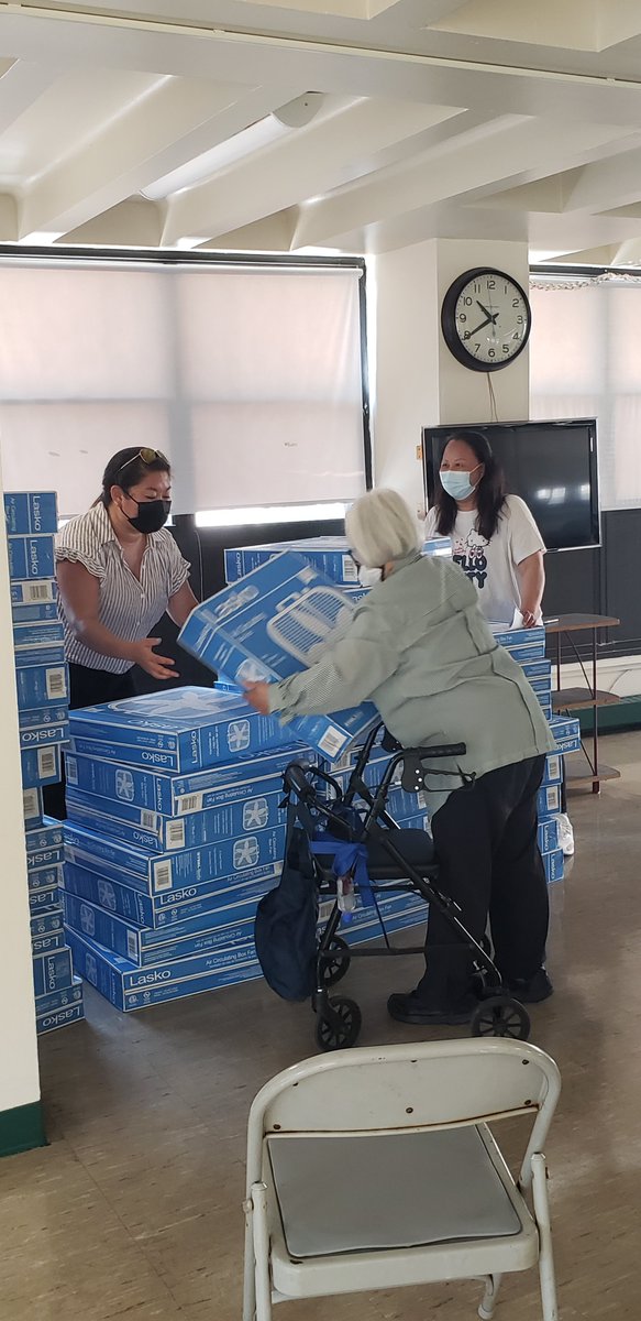 BostonEnviro's tweet photo. Much appreciation for our #ClimateReadyBOS team today. During the heat, they worked with @BHA_Boston to distribute fans to older adults.

While planning to make our infrastructure and communities cool in the future, we want to help #BeatTheHeat today too!

https://t.co/0ZkDC3F0mt https://t.co/a2MQQRjxku