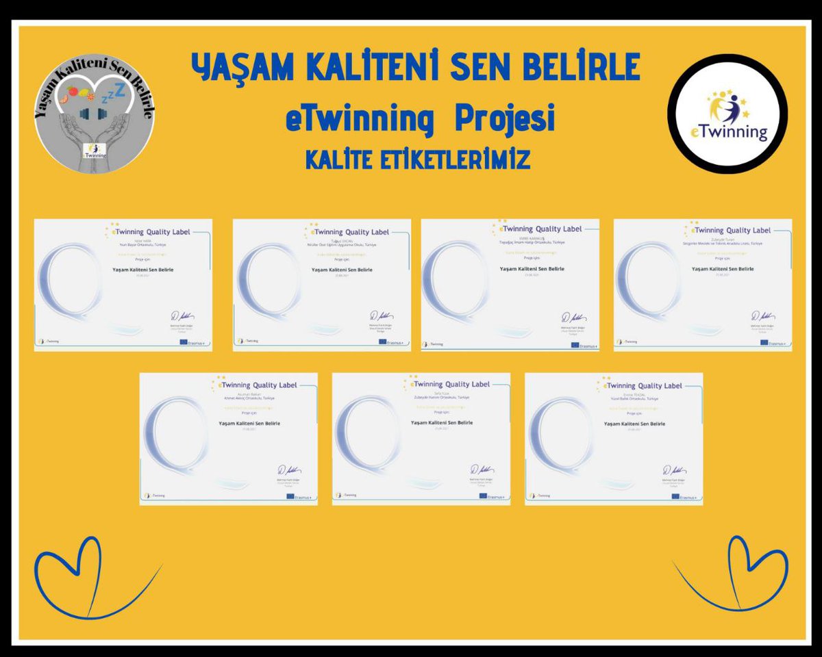 Meslektaşım Öğrenme Keşfimde yol Arkadaşım projesi kapsamında Emine Coşkuntürk mentorlüğü ile e Twinning çalışma alanında hazırlanan proje kalite etiketi ile taçlandırılmıştır.
<a href="/fazilet_durmus/">Fazilet Öğretmen 🇹🇷</a> 
<a href="/sakaryamem/">Sakarya İl Millî Eğitim Müdürlüğü</a> 
<a href="/msalihguvendi/">Mehmet Salih Güvendi</a>