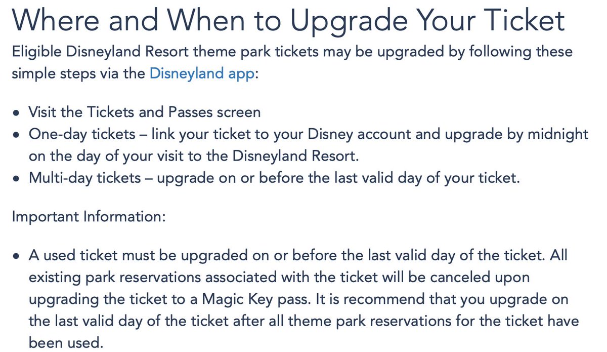 As off now according to @Disneyland chat through the app we can not upgrade unused tickets to #MagicKey without having to go to the park and activating the ticket first. Even though the wedge and the app tell you to do it in the app. 

#FAIL https://t.co/OrwoRbdMXm