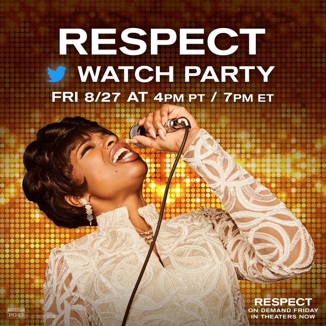 What you want - baby we got it! We're celebrating the On Demand release of RESPECT with a Watch Party! Join us here @respectmovie at 4pm PT/ 7pm ET TOMORROW and let's press play and tweet along all together!