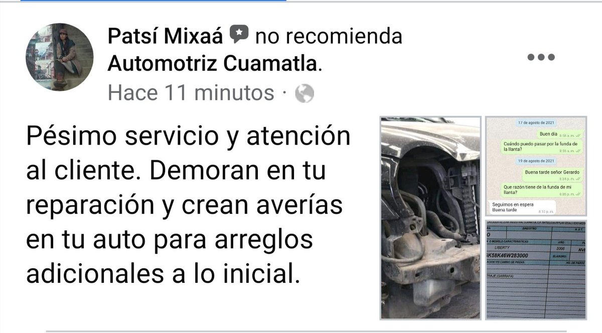 AnySn5's tweet photo. Ayer recibí un trato amedrentador por parte del Sr. Gerardo Gutiérrez gerente del taller quién me corrió, grabó y amanezo con llamar a la policía si no me iba por que no quize aceptar una pieza incorrecta de mi auto, aunado a muchas inconsistencias @Chubb_Seguros @AtencionProfeco https://t.co/Jv5ftRLvm3