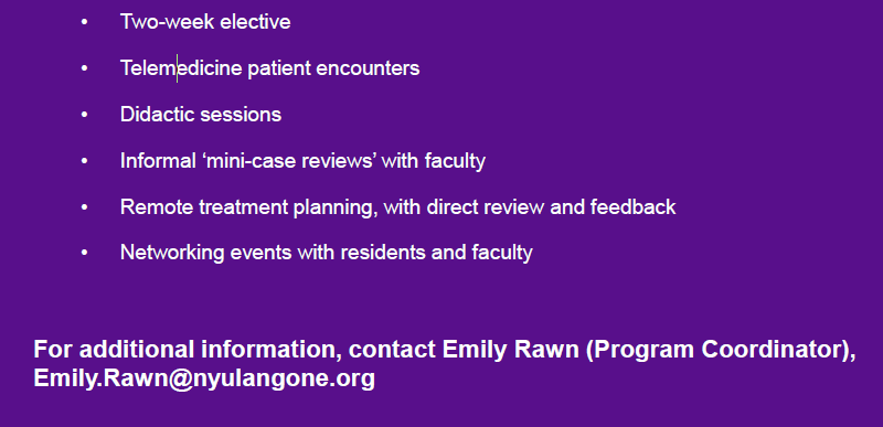 NYU Radiation Oncology (@nyulh_radonc) on Twitter photo NYU Grossman School of Medicine is offering two-week #virtual electives for students interested in learning more about #RadOnc ! Interested #medstudents can reach out Emily Rawn Emily.Rawn<a href="/nyulangone/">NYU Langone Health</a>.org for info.
@nyulangone #match2021 #match2022 #ERAS #MS3 #MS4 #medschool NYU Grossman School of Medicine is offering two-week #virtual electives for students interested in learning more about #RadOnc ! Interested #medstudents can reach out Emily Rawn Emily.Rawn<a href="/nyulangone/">NYU Langone Health</a>.org for info.
@nyulangone #match2021 #match2022 #ERAS #MS3 #MS4 #medschool
