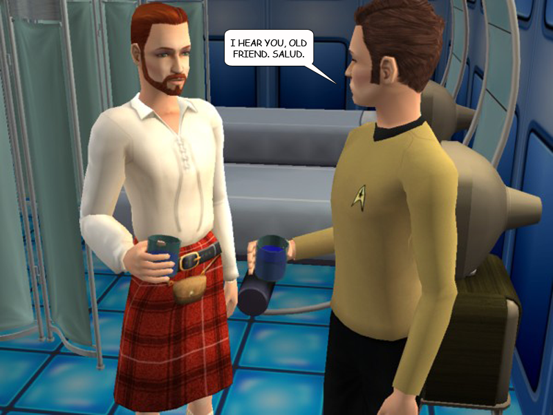 CourtleyManor's tweet photo. #CourtleyManorRecap: Episode No. 2 of space opera #StarSims, The Search for Number One continues with the starship's crew enjoying a few drinks and then finishing their #pizza on the bridge as scans reveal the location of their missing first mate to be 200 Road To Nowhere. (1/3) https://t.co/5KqFjCN4ej