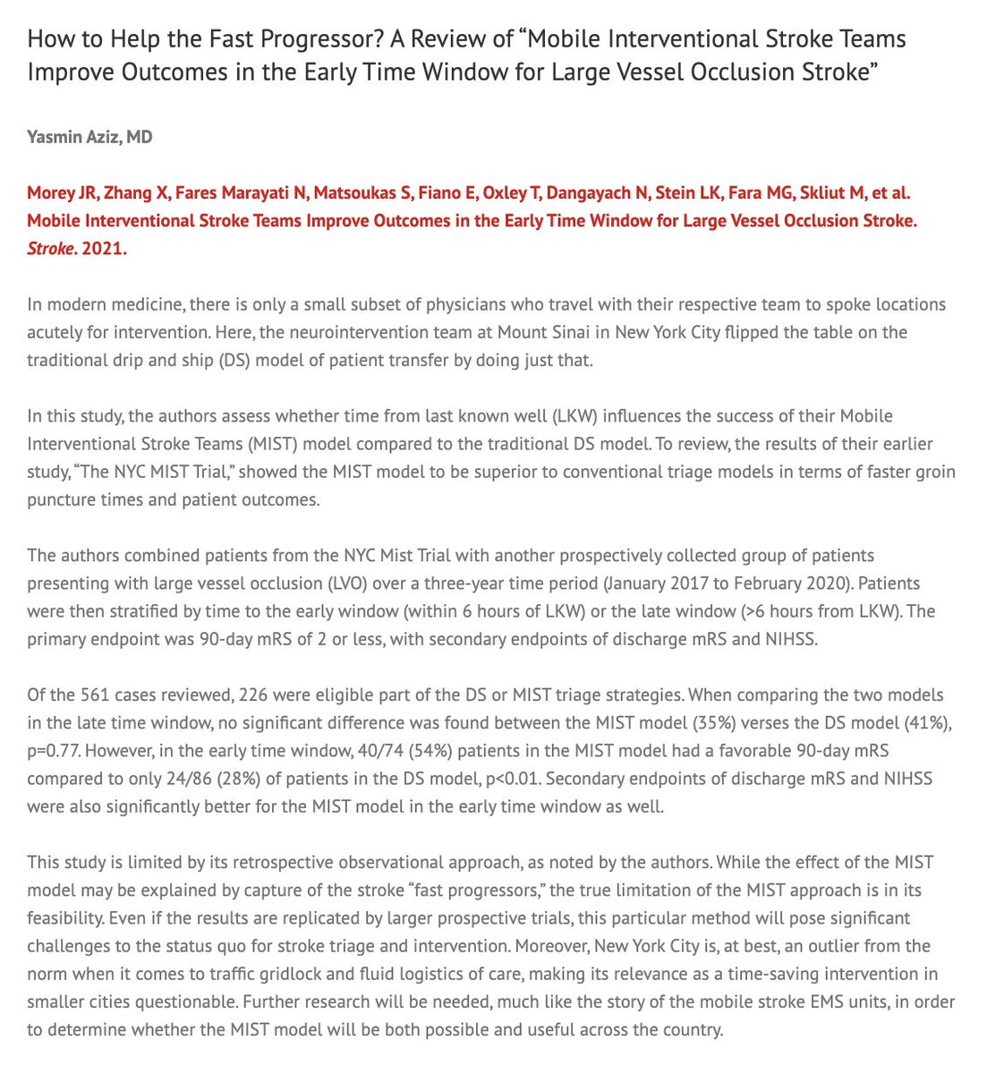 Mount Sinai Neurosurgery (@mountsinaineuro) on Twitter photo #BloggingStroke highlights <a href="/StrokeAHA_ASA/">Stroke AHA/ASA</a> publication: Mobile Interventional #Stroke Teams Improve Outcomes in the Early Time Window for Large Vessel Occlusion Stroke. #MIST #LVO <a href="/MountSinaiNeuro/">Mount Sinai Neurosurgery</a> <a href="/MSHSNeurology/">Mount Sinai Neurology</a> <a href="/MountSinaiNCC/">MountSinaiNCC</a> <a href="/SinaiBrain/">Friedman Brain Institute</a> <a href="/johannatfifi/">Johanna T. Fifi, MD</a>
journals.heart.org/bloggingstroke… #BloggingStroke highlights <a href="/StrokeAHA_ASA/">Stroke AHA/ASA</a> publication: Mobile Interventional #Stroke Teams Improve Outcomes in the Early Time Window for Large Vessel Occlusion Stroke. #MIST #LVO <a href="/MountSinaiNeuro/">Mount Sinai Neurosurgery</a> <a href="/MSHSNeurology/">Mount Sinai Neurology</a> <a href="/MountSinaiNCC/">MountSinaiNCC</a> <a href="/SinaiBrain/">Friedman Brain Institute</a> <a href="/johannatfifi/">Johanna T. Fifi, MD</a>
journals.heart.org/bloggingstroke…