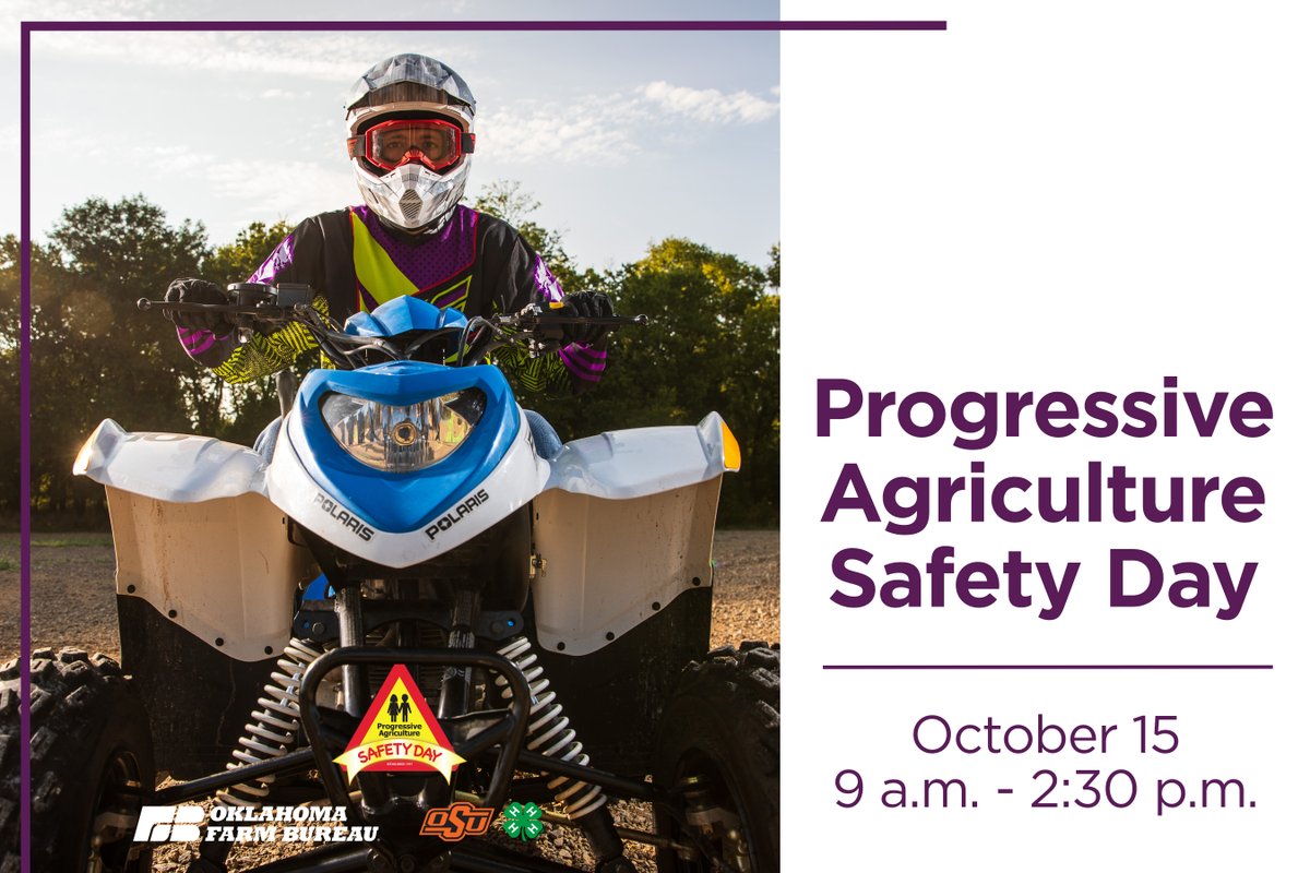 Students in grades third through sixth can discover the world of safety by participating in the Progressive Agriculture Safety Day on Oct. 15 in Guthrie. Sponsored by OKFB and <a href="/Oklahoma4H/">Oklahoma 4-H</a>, students will have the opportunity to learn about every-day safety practices.