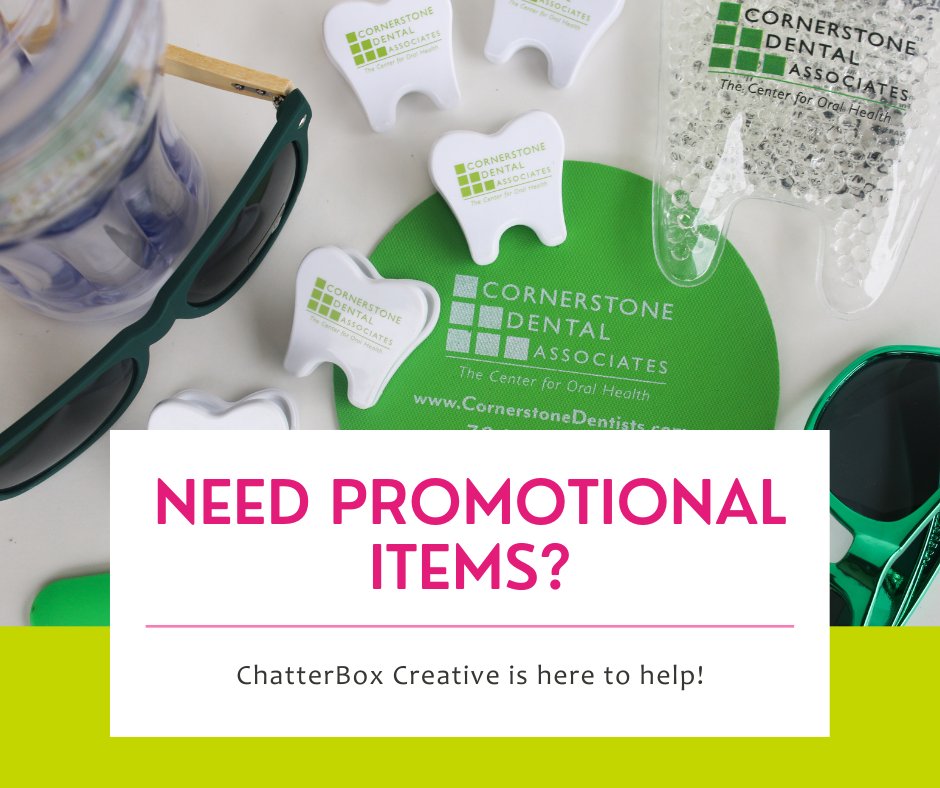 Check out some of the promo items that we have created for one of our clients, Cornerstone Dental Associates, throughout the years. If you are in need of promotional items with a fresh, new look, contact us today!