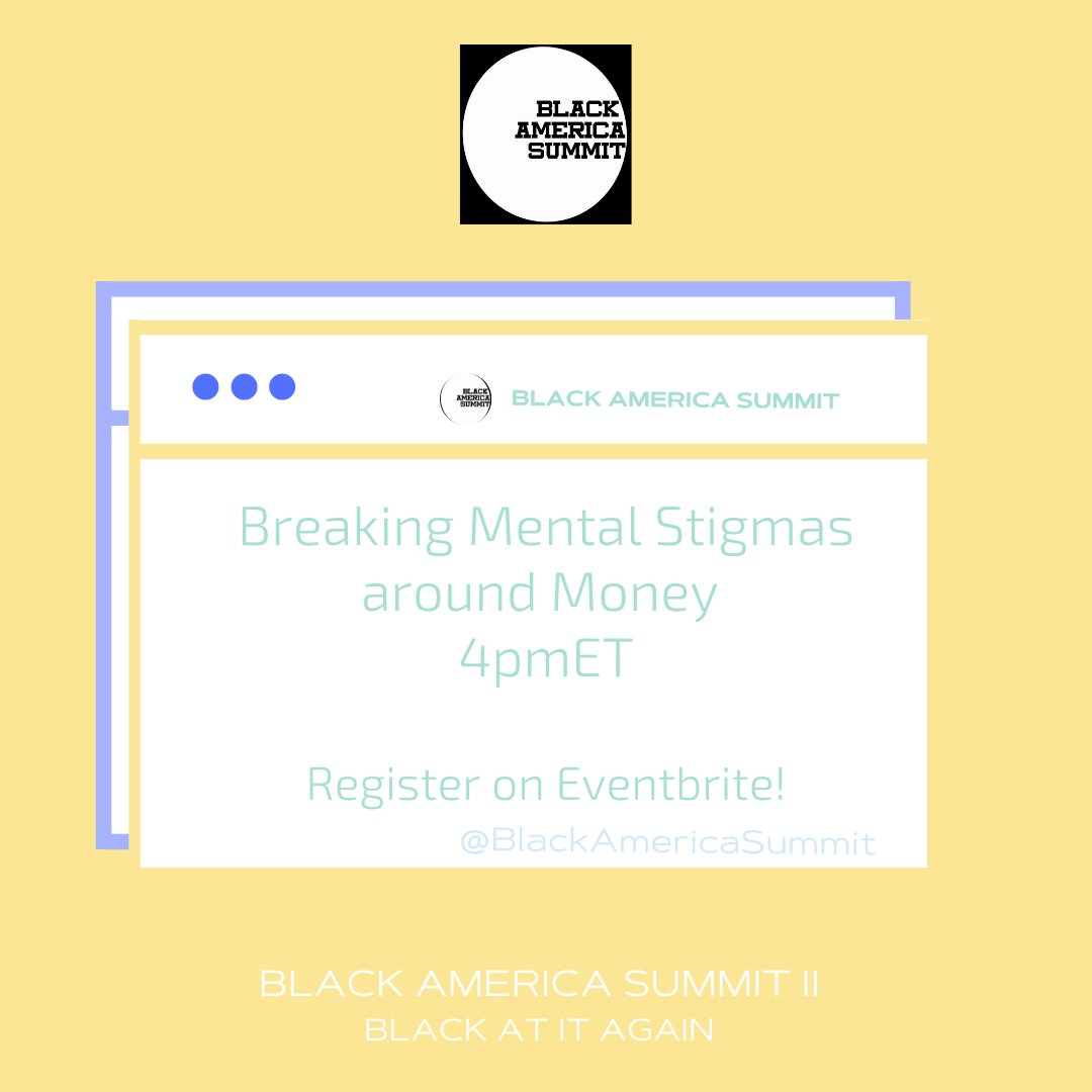 theblacksummit's tweet photo. Have you ever felt uncomfortable talking about money or pay? We talk to different experts about stigmas the Black Community has around money.  Join the conversation tomorrow, Friday at 8/27 by registering at https://t.co/y0aYTUslBN. https://t.co/JsiwF4vifK