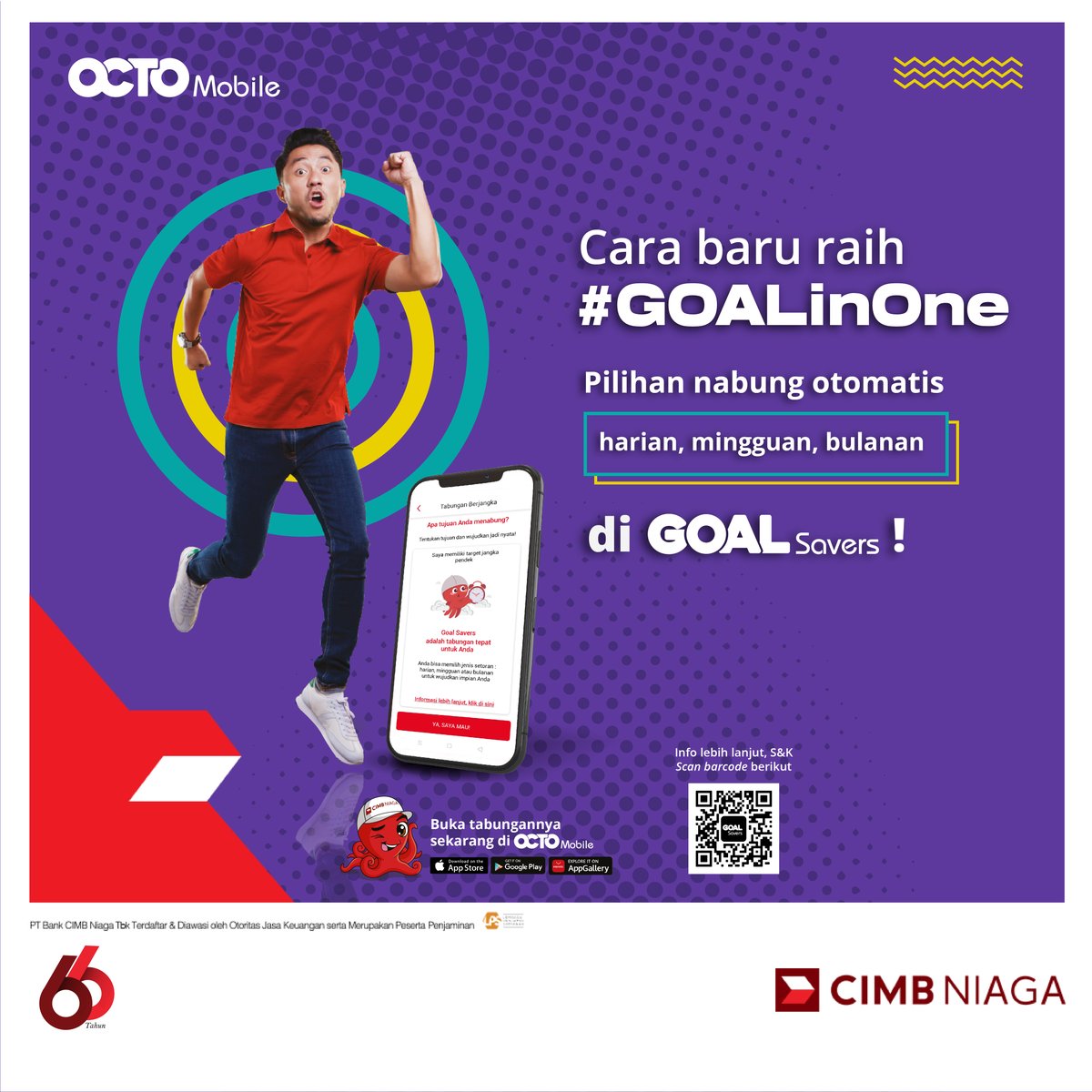 CIMBNiaga's tweet photo. Yuk bisa yuk raih GOAL impian biar jadi kenyataan sekarang dengan GOAL Savers #GOALinOne 
yang bisa bantu raih #LifestyleGoals #BodyGoals #ParentsGoals dan #GamingGoals.
 
S&amp;K berlaku, 
info lengkap : https://t.co/VKVLvHAvvq atau hubungi CIMB Niaga 14041

Kalau GOAL impianmu apa? https://t.co/trYkfXjEkO