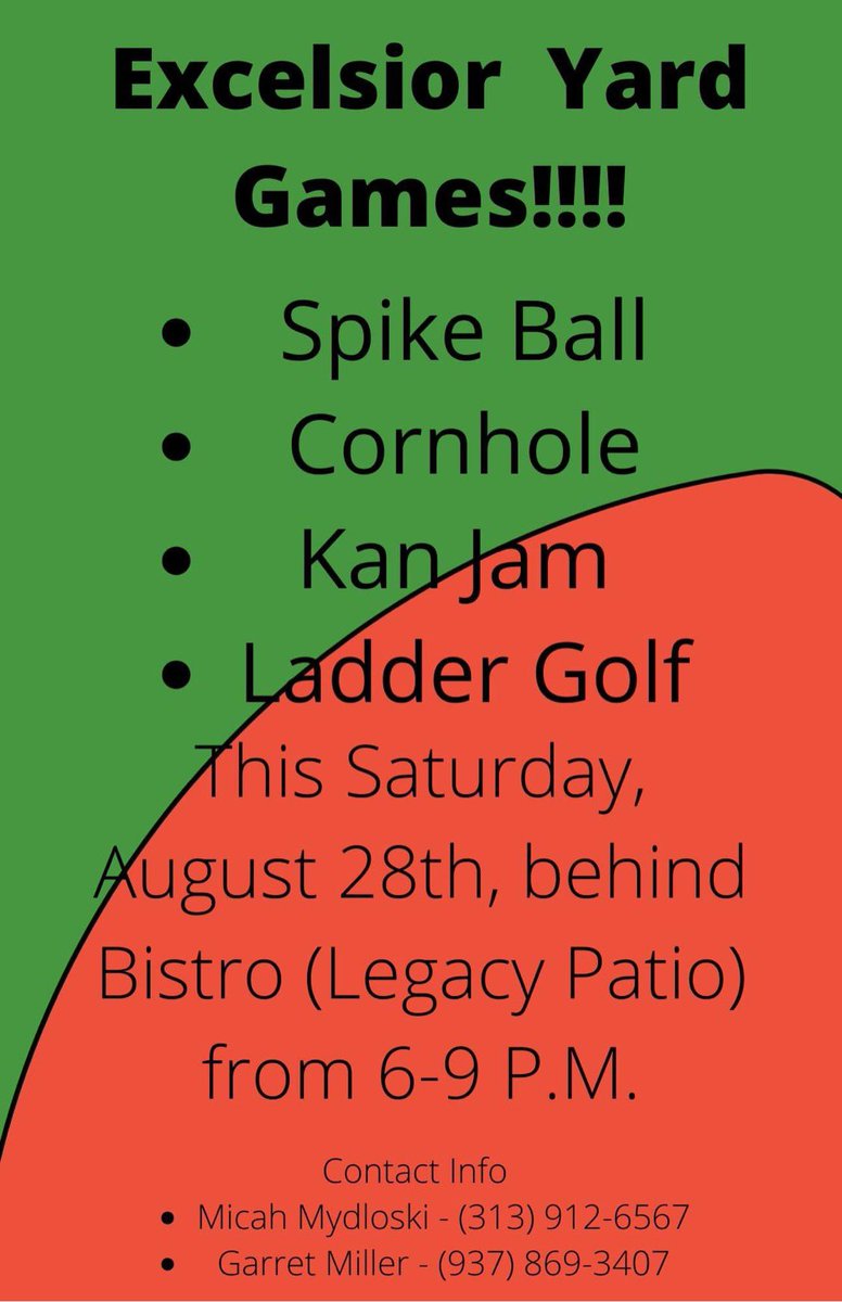 Come join us behind the bistro! Bring your A-Game!