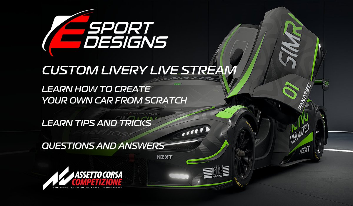 So, thinking of doing a Live Stream custom car tutorial and  wondering how many of you would be interested. Learn the basics, tips , tricks , and how to create  designs. Ask me anything to do with skinning ACC .. If The interest is enough I'll set a date and make it happen ... 😎