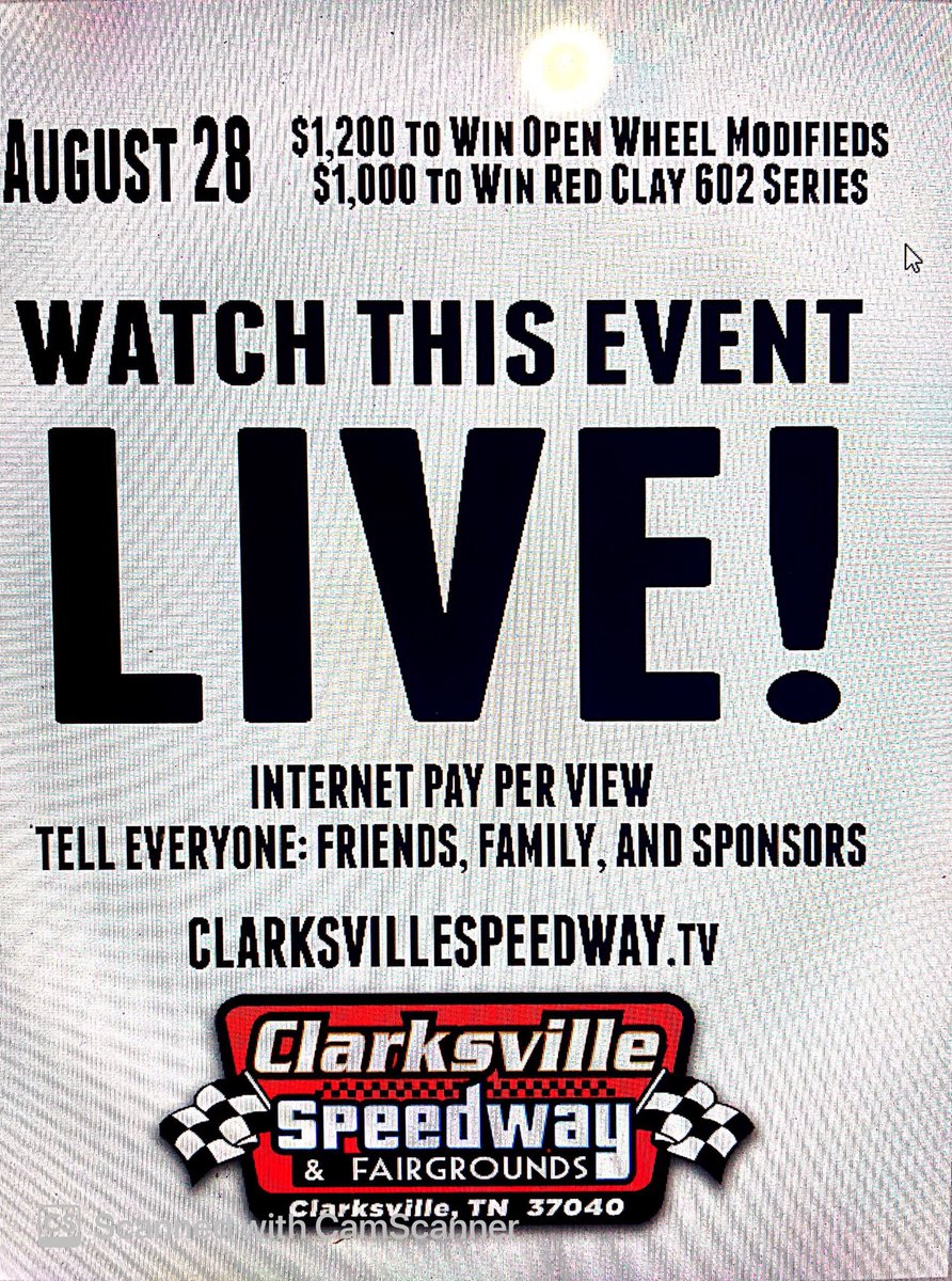 Watch live all the laps this weekend.   At ClarksvilleSpeedway.tv