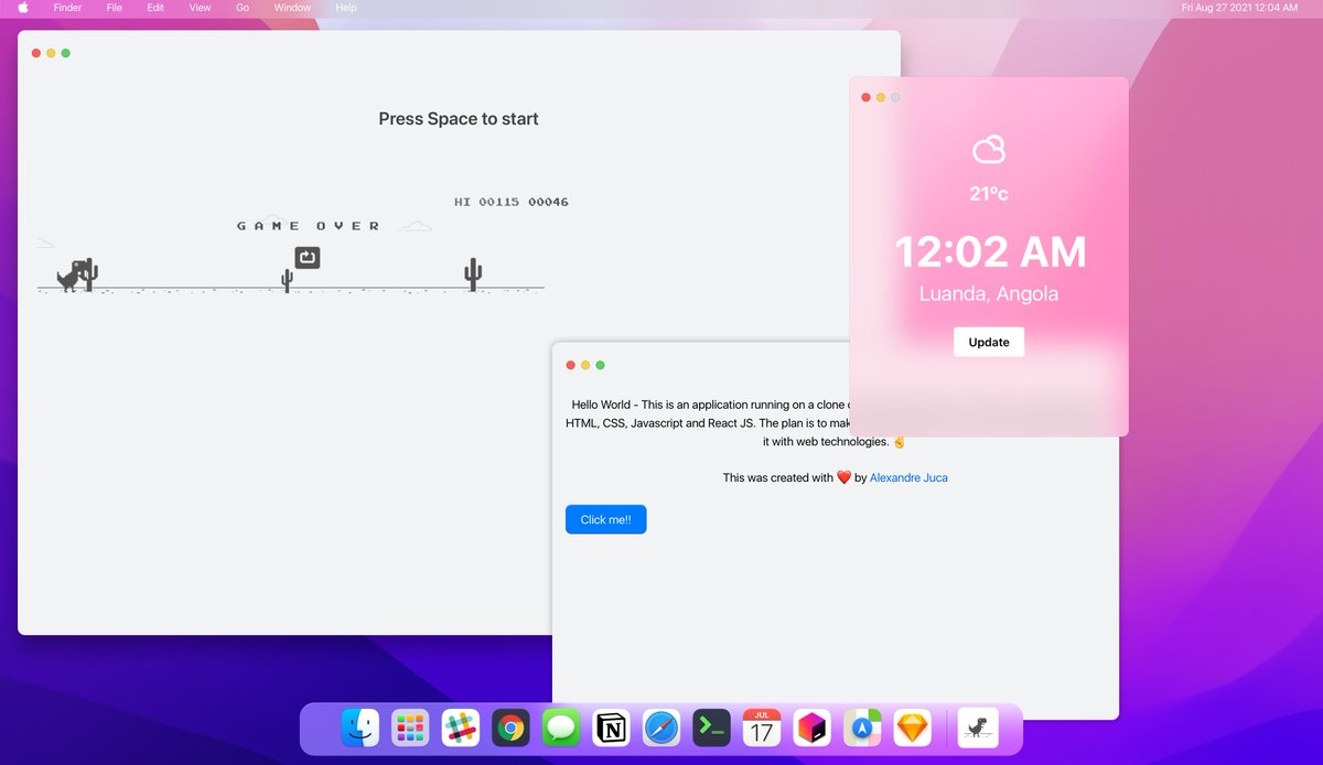 macOS Monterey with ReactJS now has:
1. Maximizable/restorable windows.
2. Time and Date in the status bar
3. Dock that automatically positions its x and y coords.
4. Focus events on status bar option menus

#MacOS 
#montereycarweek 
#Apple 
#BigSur