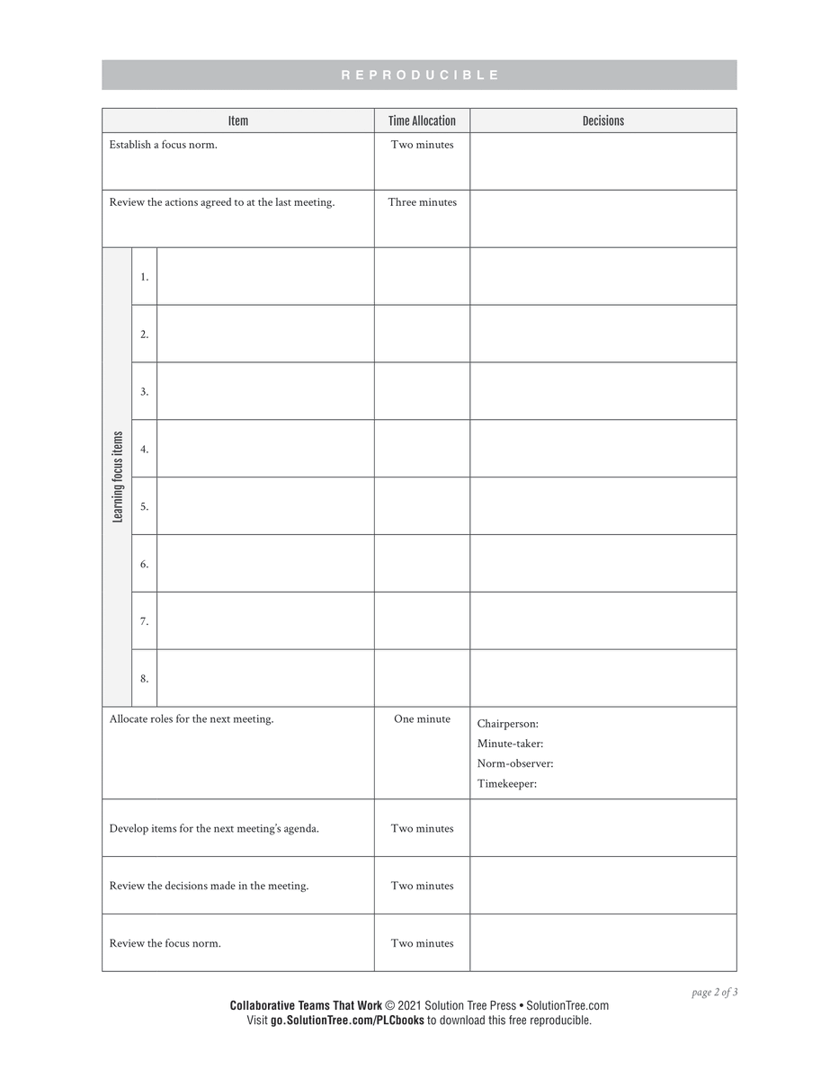 🚨 Share this with your PLC teams!

You can use this sample team meeting agenda from Collaborative Teams That Work for ANY occasion.

👉 Download this PDF for free: bit.ly/3yejNRn
📚 Order the book today: bit.ly/3xdKWCs 

#atPLC #PLCatWork <a href="/GGrift/">Gavin Grift</a>