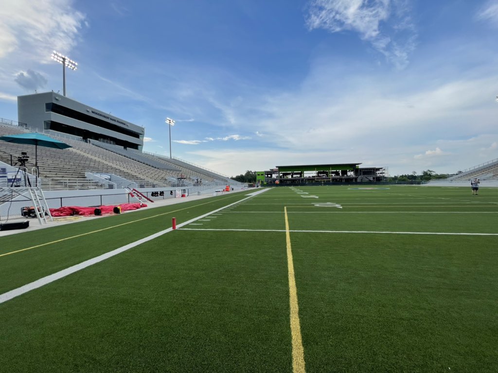 ConroeISDSupt's tweet photo. Great to be back at Woodforest Bank Stadium for high school football.  Now we just need this weather to get out of here! https://t.co/PECVQAEJH2