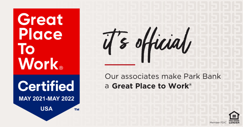 Park Bank is proud to be Certified™ by Great Place to Work®. This award is based on what current employees say about their experience working at Park Bank. 89% of employees said it’s a great place to work – 30% more than the average U.S. company. 
buff.ly/3A9h7Wu
