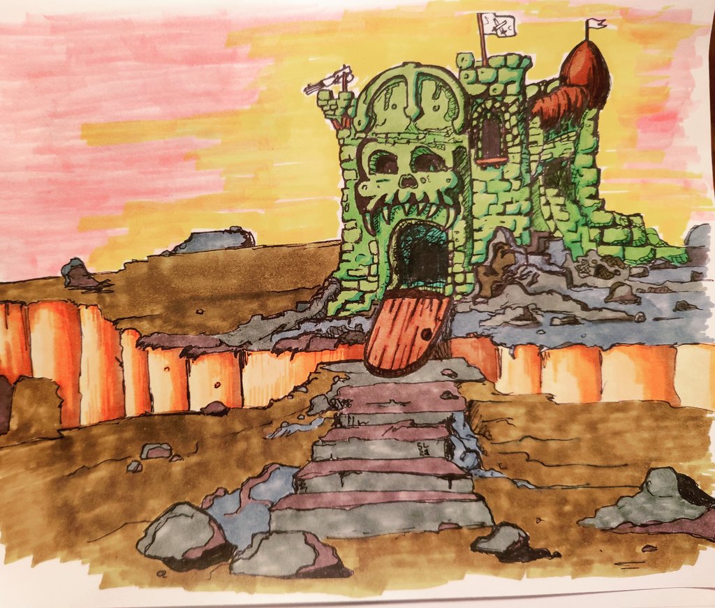 I drew and colored Castle Grayskull. 