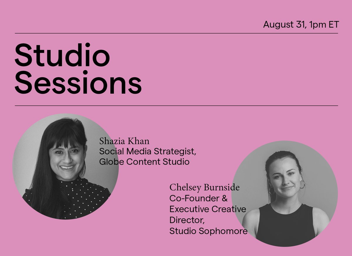 globecontent's tweet photo. Our IG Live series, Studio Sessions, is back with another hot topic: social video! On August 31 at 1pm, join our social strategist @ohshaz as she discusses how to do social video ✨the right way✨ with Studio Sophomore co-founder & executive creative director, Chelsey Burnside. https://t.co/25IiDJpD56
