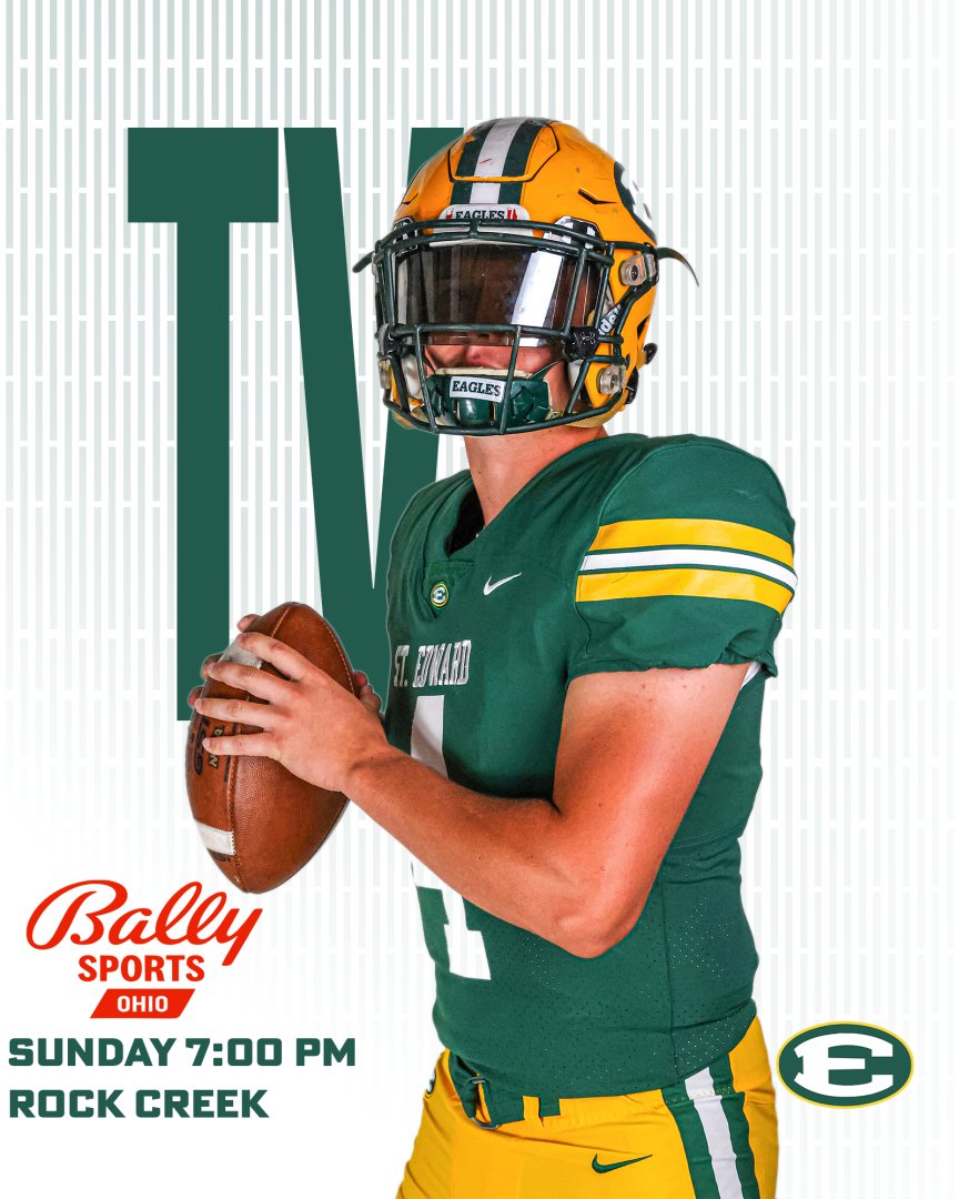 Saint Edward is the first Ohio high school to team up with Bally Sports Great Lakes to air its football contests. The first broadcast is set for this Sunday at 7PM, a tape delay airing of the Eagles Saturday night game against Rock Creek Christian Academy from Maryland #EDSUP