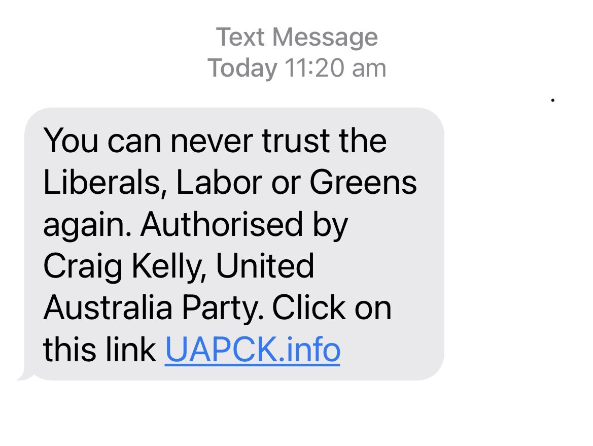 On my phone, just now. #NoThanks #Blocked #AusPol #PublicHealthAlert
