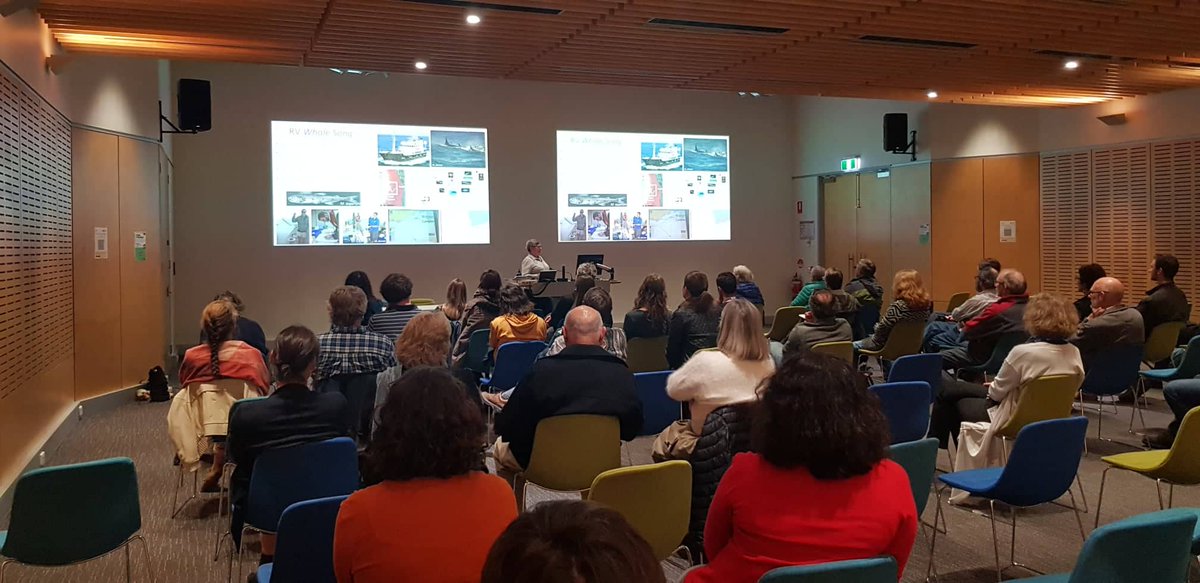 AMSA_wa's tweet photo. ‘One ocean, two currents, many ships and lots of little fishes’ Jubilee Award winner 2020 shares her fabulous journey as a marine scientist with an enthusiastic and esteemed @AMSA_wa audience. Great to finally have an in-person networking event! #marinescienceWA https://t.co/Bsc94FM08m