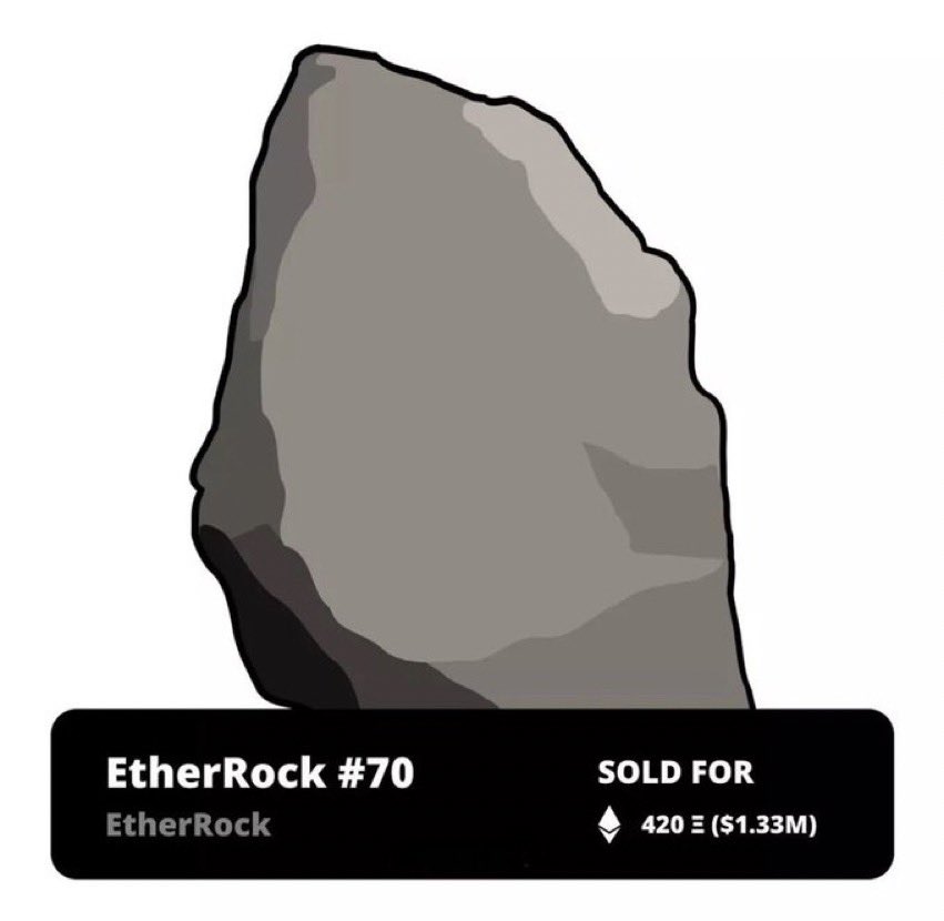 EtherRock – Un NFT représentant un caillou vendu contre 135 240