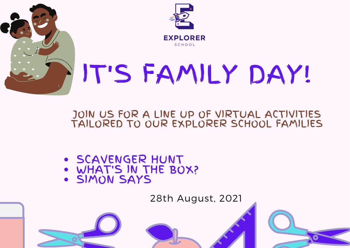 It's Family Fun Day at Explorer School tomorrow!  We have a series of games lined up for our families, students and staff members.  What are you most looking forward to playing?

#FamilyDay #VirtualGames #ExplorerAcademy #ExplorerSchool #VirtualEducation