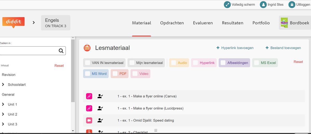 Vernieuwingen in diddit!
* Nieuwe indeling via overzichtelijk tabbladen. 
* Bordboek &amp; e-book staan nu helemaal rechts bovenaan.
* Methode met portfolio? Beter zichtbaar!
* Oefenen &amp; Lesmateriaal samengebracht .
* Extra filters....
<a href="/UitgeverijVanIn/">Uitgeverij VAN IN</a> 
#vaninformeert