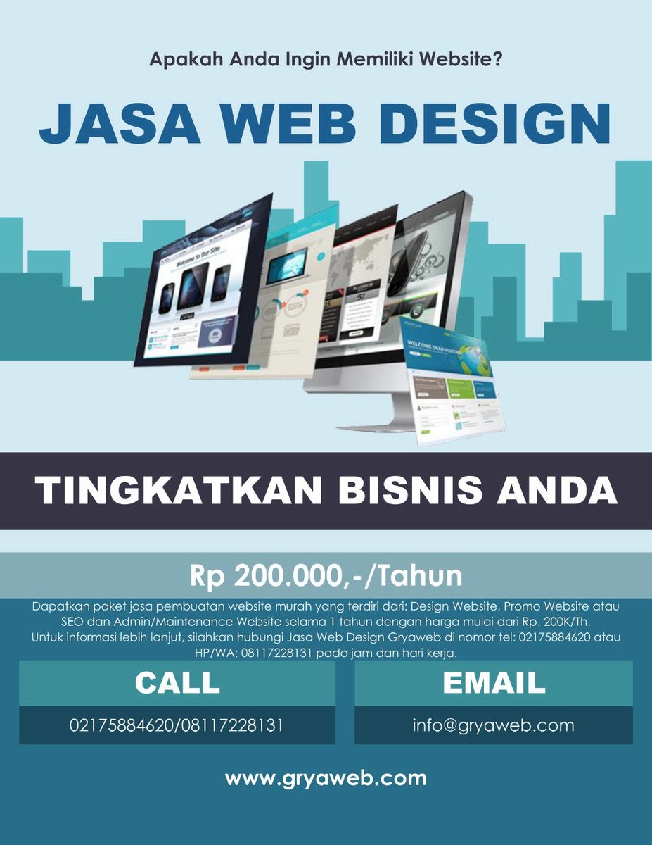 Gryaweb's tweet photo. Jasa web design all in hanya Rp 200k/tahun

#salfol 
#FolloForFolloBack 
#follo4folloback 
#folloback https://t.co/kS7WMvuUBS