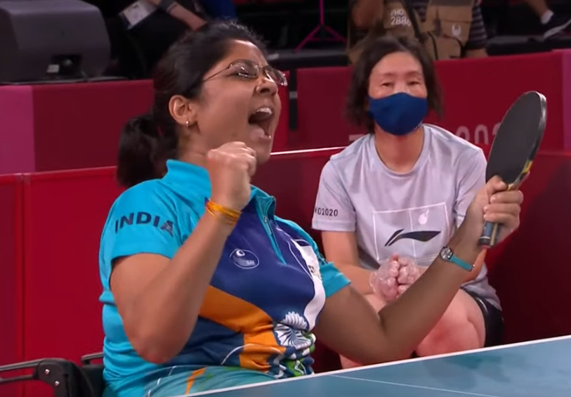 theindianfeed's tweet photo. #Paralympics 2020 | #TableTennis women’s singles, Class 4 | With a dominant performance, #BhavinaPatel  wins 3-0 (12-10, 13-11, 11-6) against World no 8 Joyce Oliviera in her Class 4 Para Table Tennis Round of 16 match, qualifies for the quarter-final! https://t.co/KT5dD8J4UV