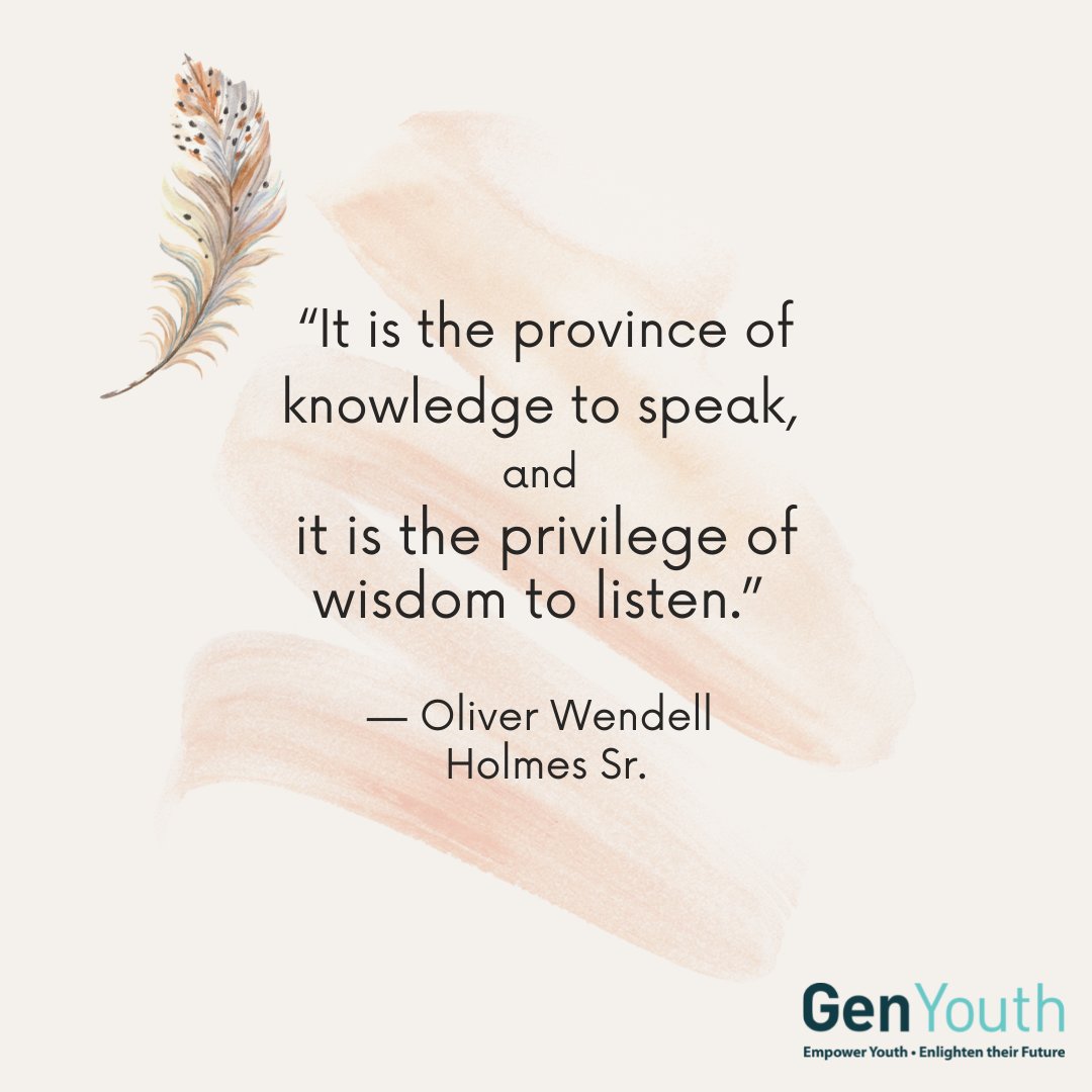GenYouth2's tweet photo. Many can speak, but not many can listen. There's wisdom in listening. 

#quoteoftheday #listening #speaking #wisdom #genyouth2021 https://t.co/PqIEzaxAel