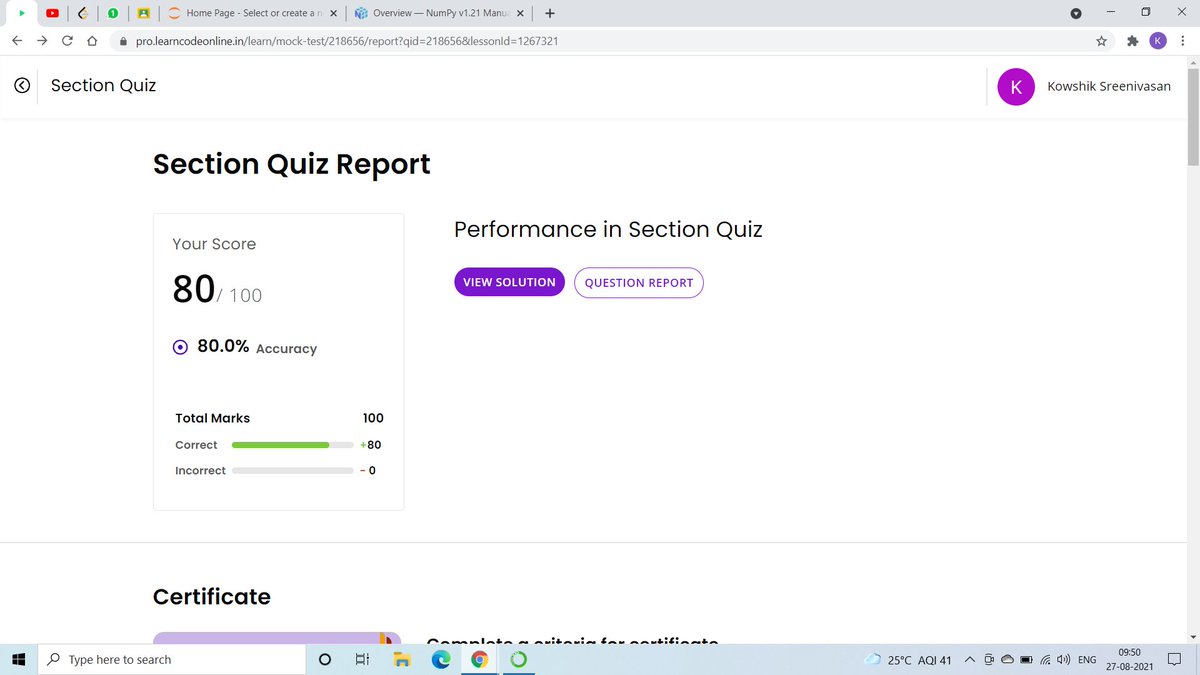 KowshikSreeniv1's tweet image. successfully completed numpy test #learnmachinelearning