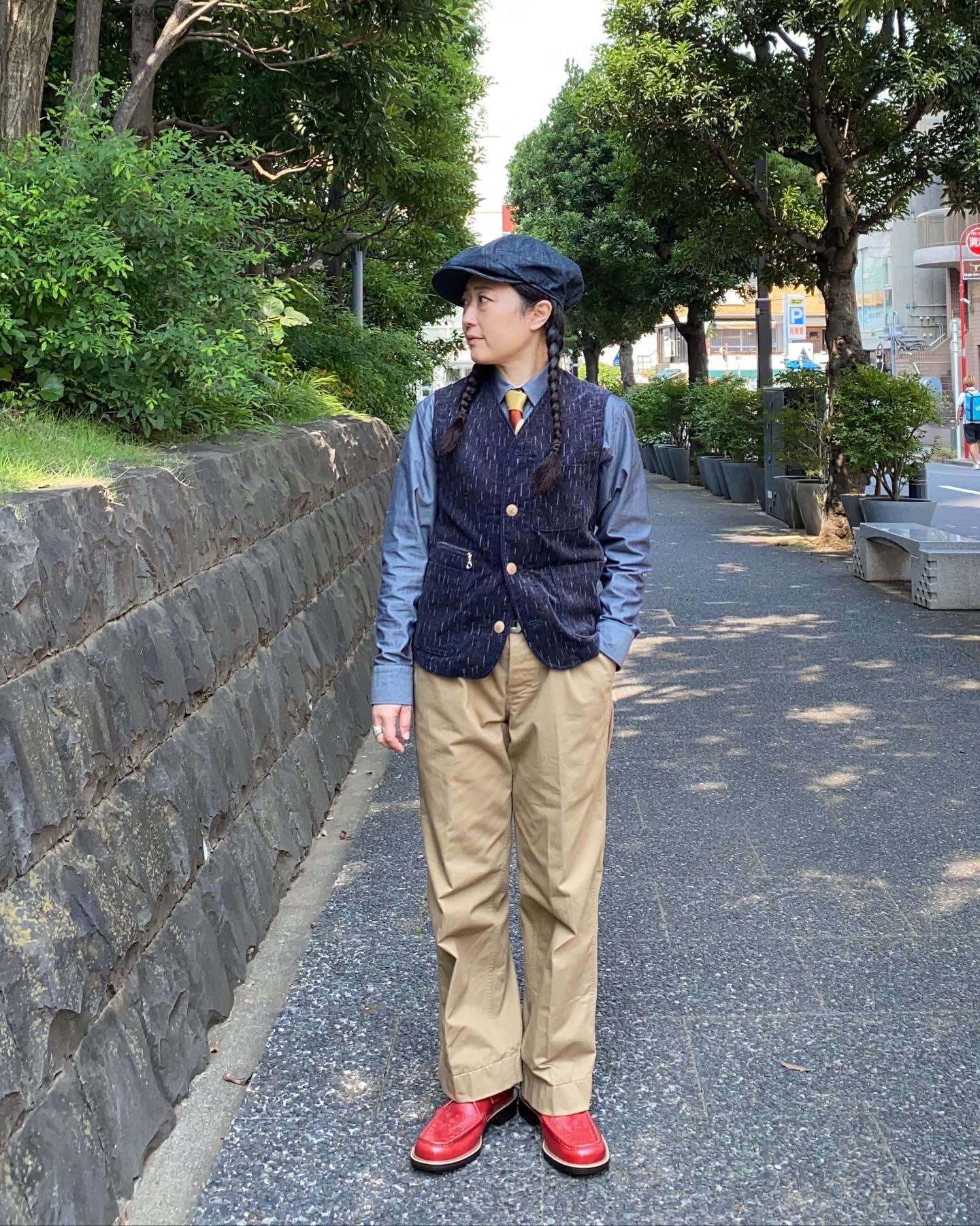 未使用品 Dry Bones ごま塩 ヘリンボーン キャスケット 黒 HBT an meets zakka ベルトポイントヘリンボーンキャスケット