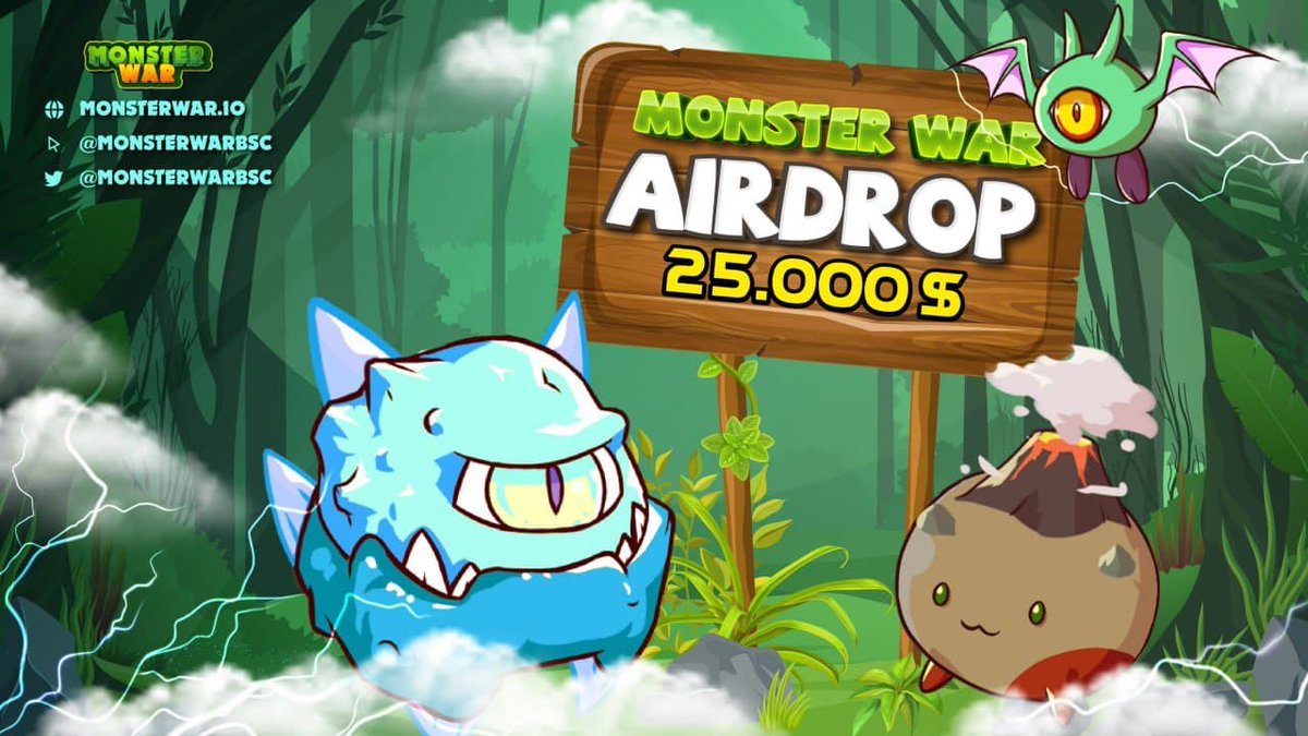 🎉 MONSTERWAR AIRDROP IS LIVE !!!
👏Let's join first Airdrop Event  
Participate in our Airdrop and earn to $25.000 Token MWA

🔰 Join our here :  sweepwidget.com/view/31519-te1…

📢Follow with us: t.me/MonsterWarBSC

#BSC #Airdrops #MonsterWar #Game #PlaytoEarn