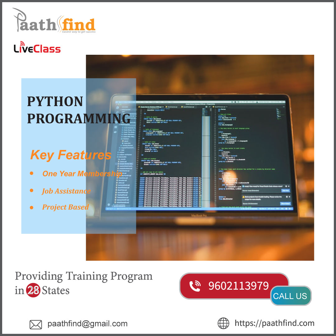 Paathfind1's tweet image. Python Programming Course In Jaipur is an easy to learn
.
For More Info : paathfind.com/.../python-pro…
.
#PYTHONCLASSESINJAIPUR #PYTHONCOURSE #PYTHONPROGRAMMING #PYTHONPROGRAMMINGCOURSE #PYTHONTRAINING