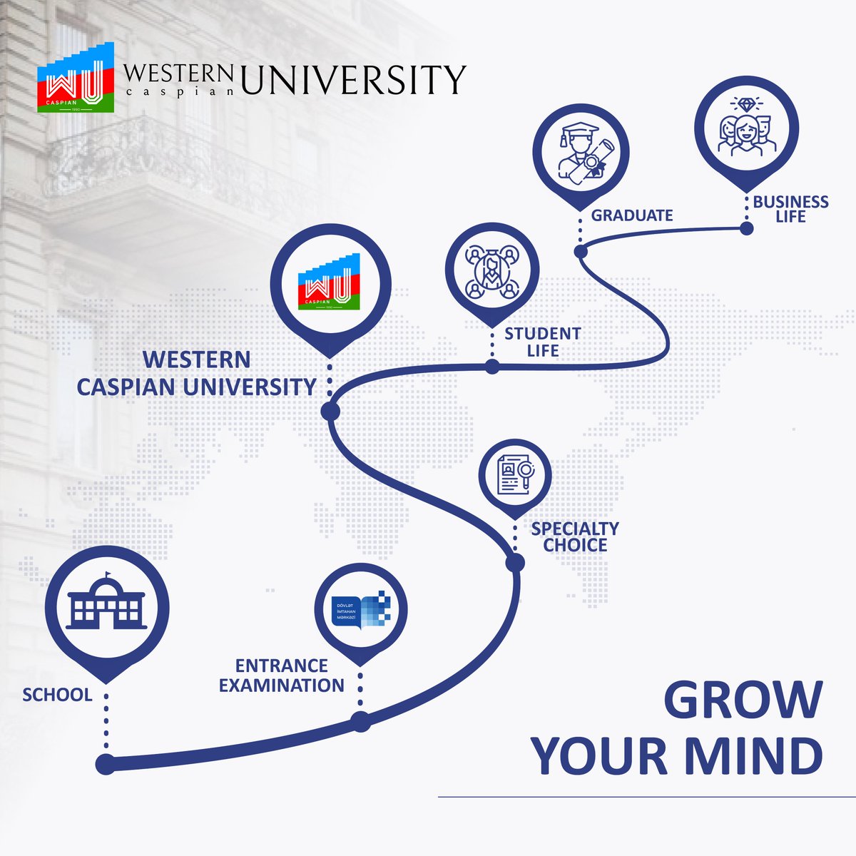 Going this path with the right route determines the quality of our lives. It is our main duty to assist you on this path.
#WCU #GrowYourMind #Azerbaijan