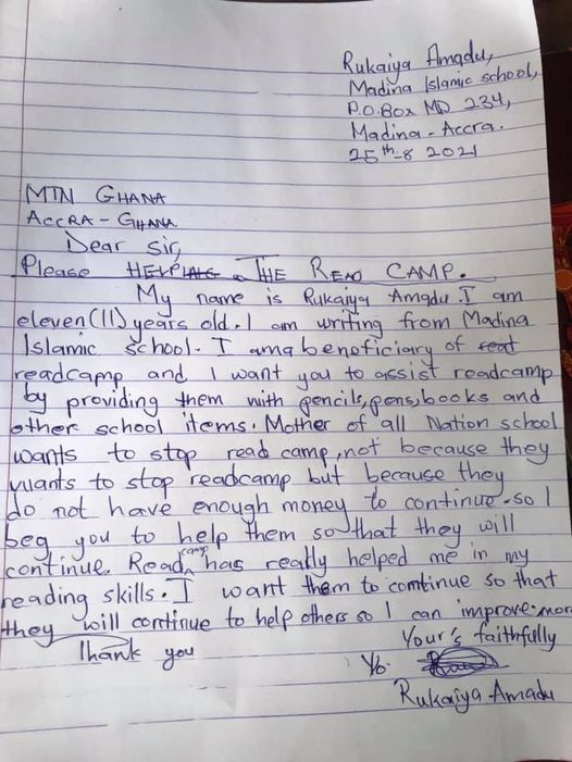 Mufty23's tweet image. @MTNGhana @MTNFoundation @thenanaaba 
Dear MTN, please help #ReadCamp Mother of All Nations.