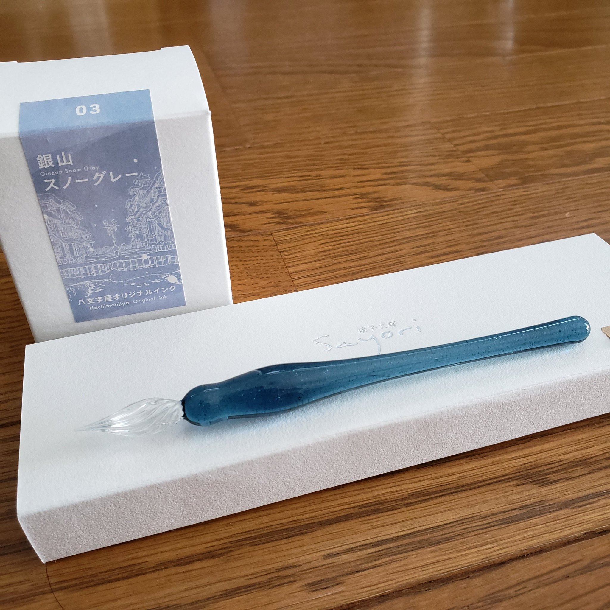銀山スノーグレー ガラスペン 銀山スノーグレー・ガラスペン／太軸コルセット | 八文字屋