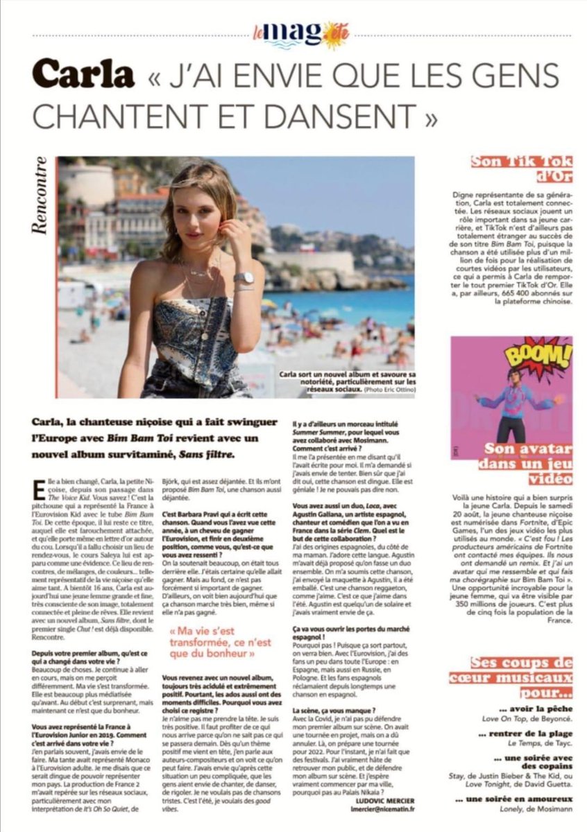 Merci <a href="/nicematin/">nicematin</a> pour ce bel article 
#sansfiltre #NewAlbum <a href="/LabelMCA/">MCA</a> <a href="/UMusicFrance/">Universal Music FR</a> <a href="/famarchal/">Fabrice MARCHAL</a>