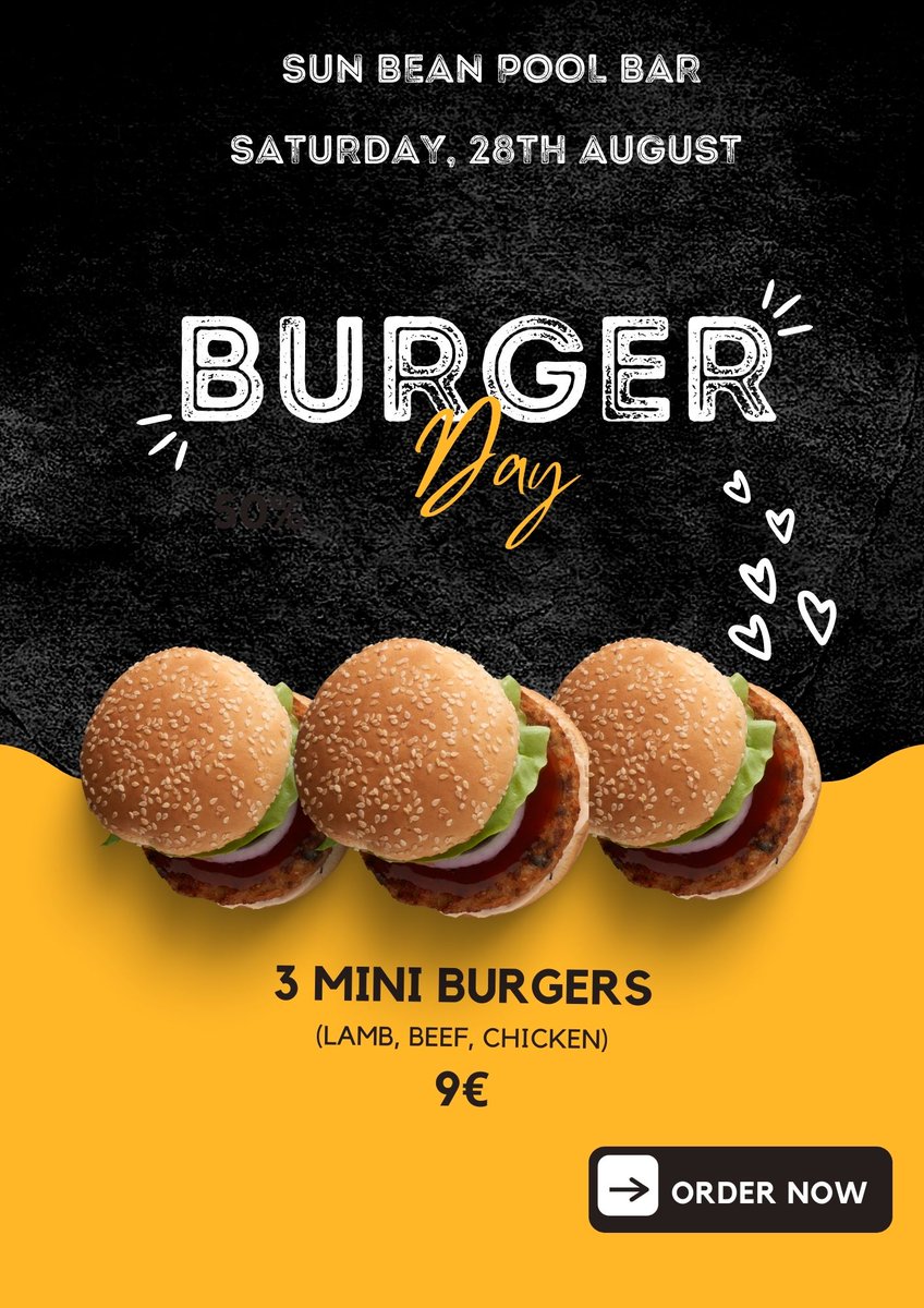 Saturday is almost here and @SunBean_RSBC
 will celebrate #InternationalBurgerDay with a special offer. Come and join us!🍔🍔🍔 #RoyalSunsetBeachClub 
@LauraG_RM @MinervaRSB @EmmaJrsb @NereidaRSB
@MercisRSBC @JesusG_RSBC @Jorge_RSB @Marga_RSB <a href="/Marta02167/">Marta</a>