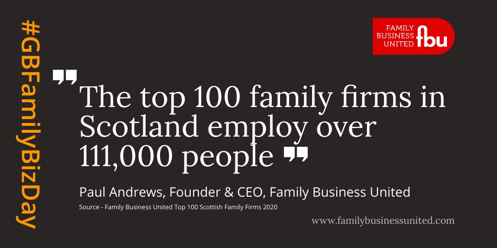 Family firms are significant employers across Scotland.  In fact, the top 100 family firms in Scotland employ over 111,000 people! #GBFamilyBizDay #FamilyBusiness
<a href="/MattioliWoods/">Mattioli Woods</a> <a href="/kpmguk/">KPMG UK</a> <a href="/birkettsllp/">Birketts LLP</a> <a href="/WesternPensions/">Ben Fowler</a> @mairi_mickel <a href="/GAPGroupHire/">GAP Group</a> <a href="/ArnoldClark/">Arnold Clark</a> <a href="/Tilneygroup/">Tilney</a>