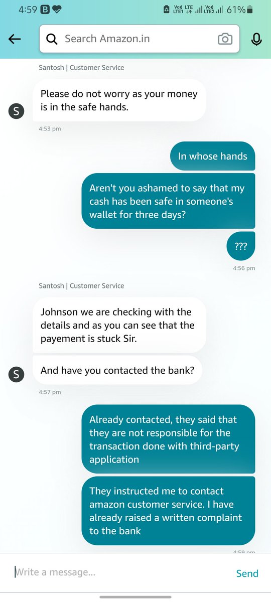 unitybd2's tweet image. Aren&apos;t you ashamed to say that my cash has been safe in someone&apos;s wallet for three days? @amazonIN @JeffBezos @TheOfficialSBI @UPI_NPCI