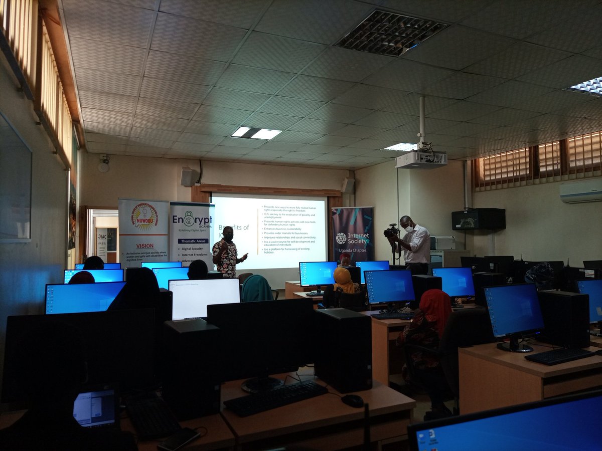 Diplomat_Inno's tweet photo. Chapterthon 2021 by @ISOCUg is ongoing at the Ministry of ICT. We are training women with disabilities on Digital Security.
#digitalinclusionUg
#Chapterthon
Thanks to our partners:
@encryptUg
@MoICT_Ug @nuwodu https://t.co/kA68iRkb2q