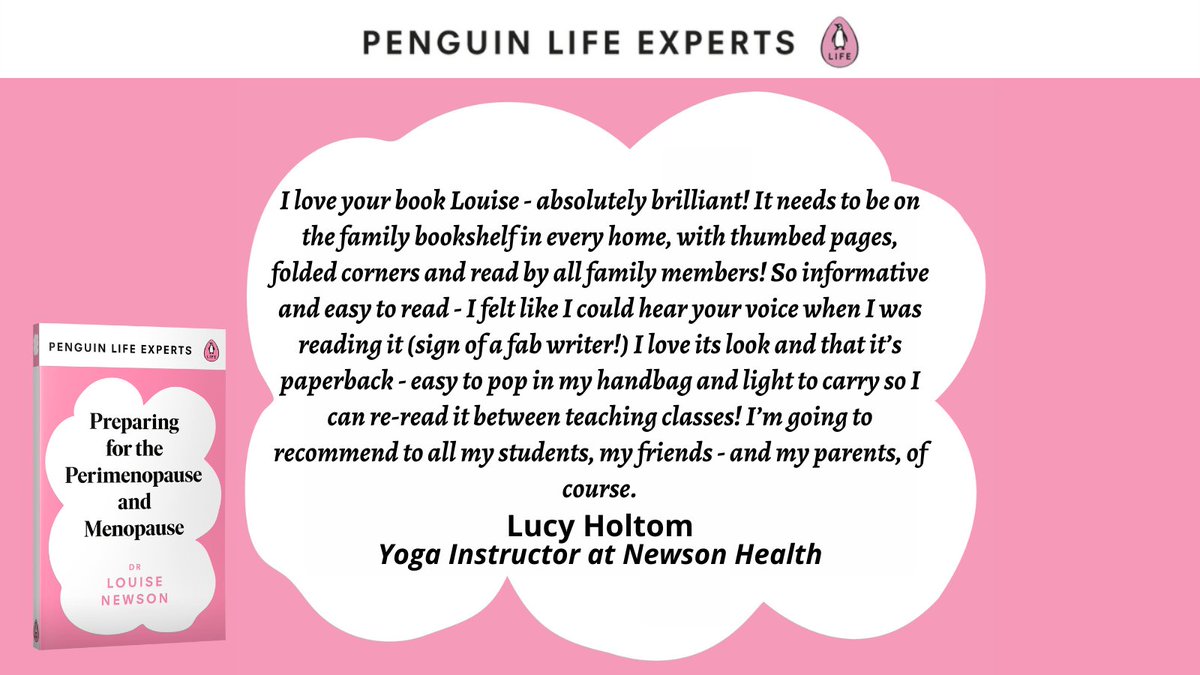 drlouisenewson's tweet photo. "I'm going to recommend to all my students, my friends - and my parents, of course" - Lucy Holtom
Dr Newson's new book 'Preparing for the Perimenopause and Menopause' has reached @amazon's Number 1 Bestseller on day one!
Get yours https://t.co/cDhU1ZhVsy
#menopauseguide https://t.co/grdDpTI6vA
