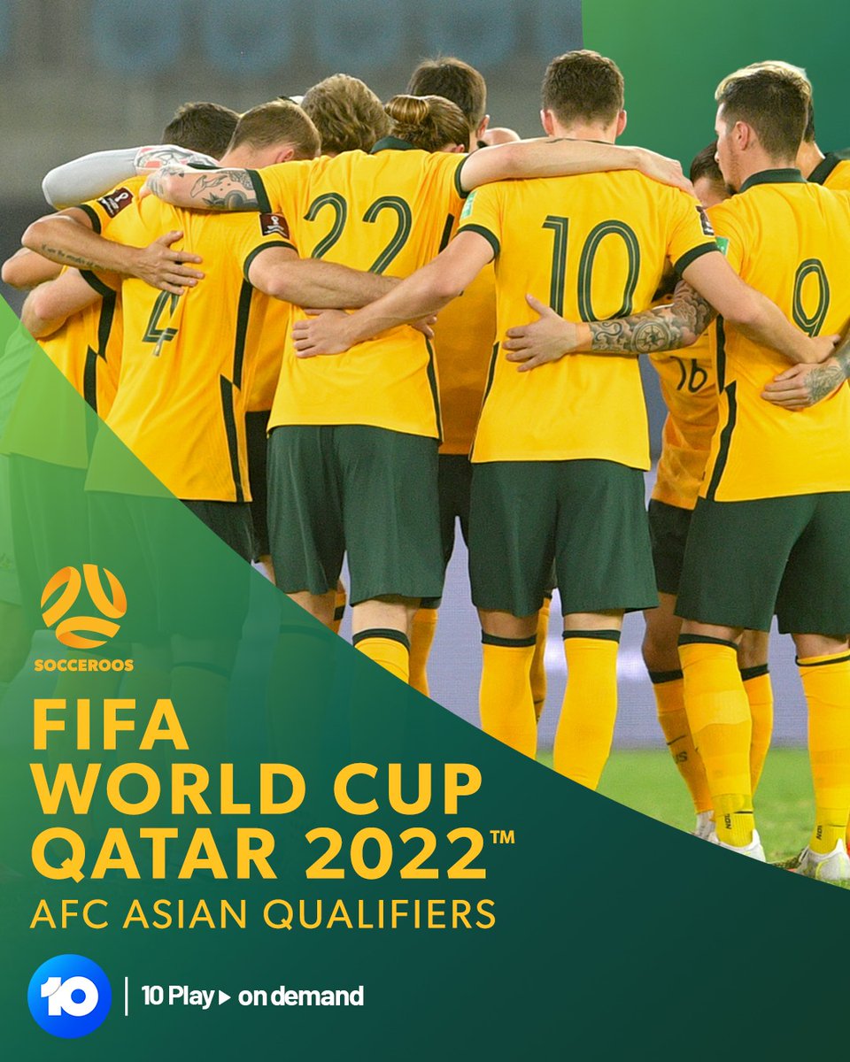 10FootballAU's tweet photo. The Socceroos Road to Qatar starts next Friday morning.

⚽️ AFC Asian Qualifiers – Road to Qatar: Socceroos v China 3 Sept, 3.30am AEST on 10 and 10 Play
⚽️ AFC Asian Qualifiers – Road to Qatar: Vietnam v Socceroos 7 Sept, 9.30pm AEST on 10 Bold and 10 Play https://t.co/WvTOe8RVW4