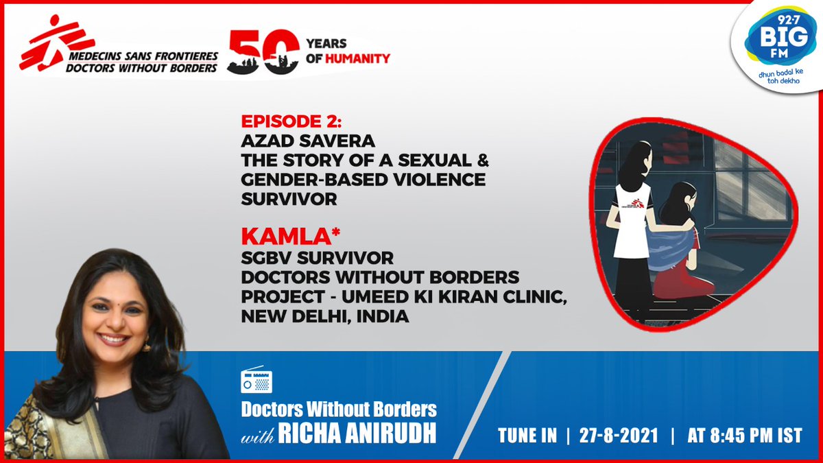 MSF_SouthAsia's tweet photo. In 50 years of our humanitarian work, we came across stories of courage, hope, bravery, and resilience.
Together with @bigfmindia , we bring you inspiring stories of our staff and patients in a new show called Doctors Without Borders with @richaanirudh
#50yearsofHumanity #MSF50 https://t.co/J2MgnOrqAL