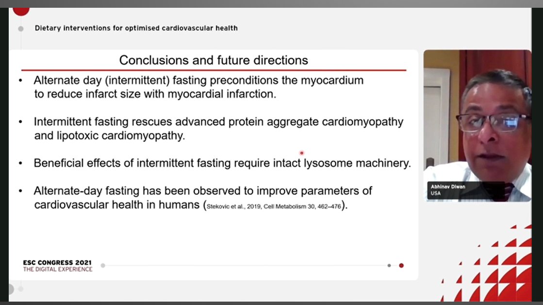 @CarolRemme @CVR_TomaszGuzik @RuiMiguelAdao @DiwanLabWustl @Mah_abdellatif @JolandavanderV4 & we R live 4 #BasicScience meets #cvPrev #ESCCongress 4⃣

Dr @DiwanLabWustl explains #IntermittentFasting in 🐭

🎯preconditioned 🫀 
🎯improved #BetaCell % & function
🎯preserves #mytochondria 

& in #human attenuates #protein aggregation

@DBelardoMD @cardio10s @mirvatalasnag